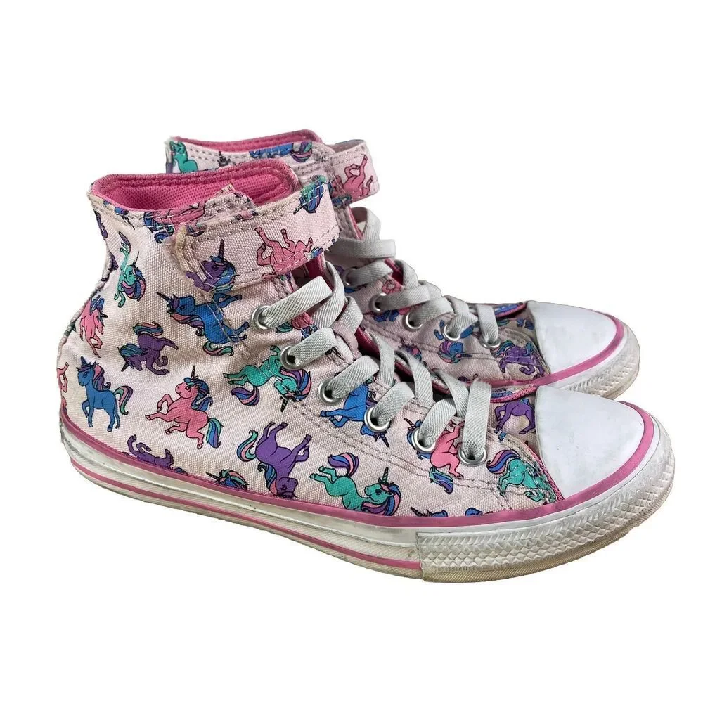 Converse Youth Size 3 Chuck Taylor Pink Unicorn High Top Sneakers A01673F